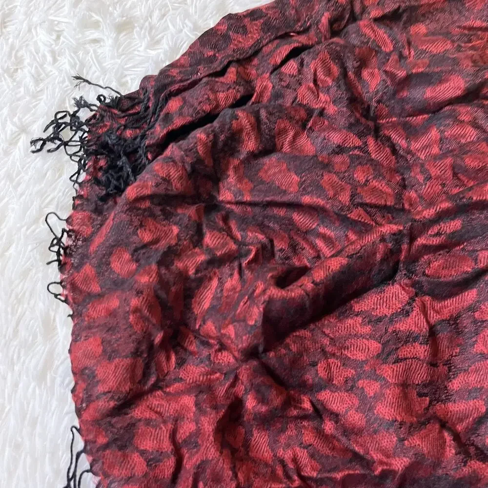 Head Wrap Fringes Tichel Scarf Chemo Covering Black Headscarf Red